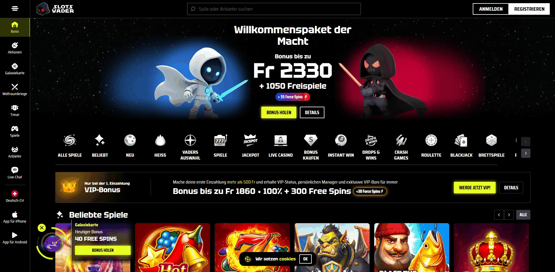 Slots Vader Bonus und Freispiele